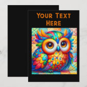 Invitation Hibou Coloré Adorable (Devant / Derrière)