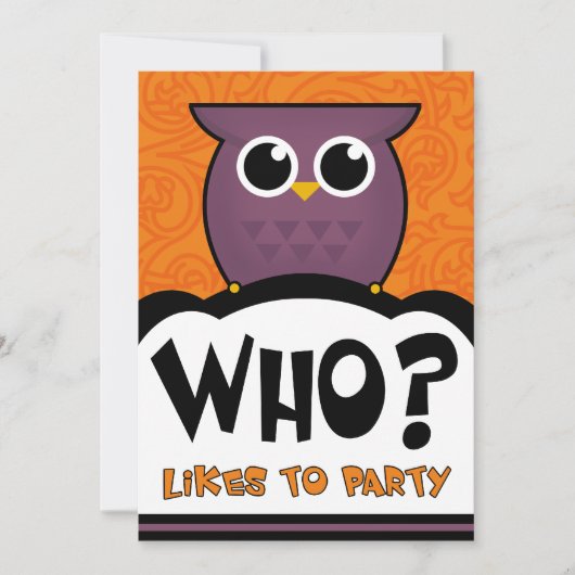 Invitation Hibou de bande dessinée d'invitations de partie de (Devant)