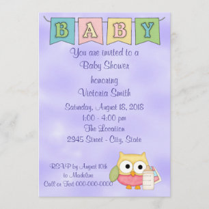 Invitation Hibou de neutre de genre de baby shower