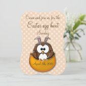 Invitation hibou de Pâques - orange (Debout devant)