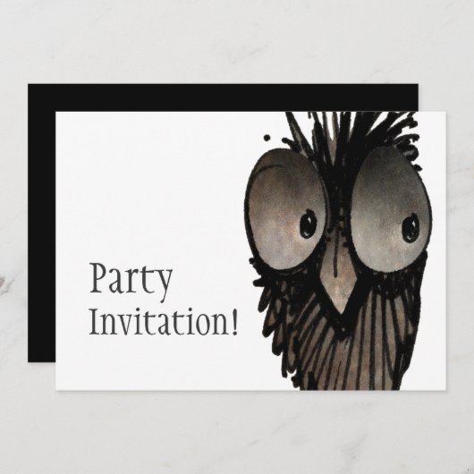 Invitation Hibou drôle (Devant / Derrière)