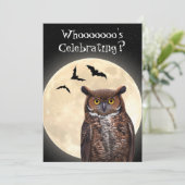 Invitation Hibou et la Pleine lune (Debout devant)