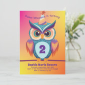 Invitation Hibou fête d'anniversaire enfants Bold (Debout devant)