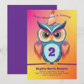 Invitation Hibou fête d'anniversaire enfants Bold (Devant / Derrière)