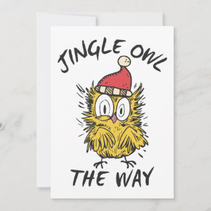 Invitation Hibou qui chante sur le chemin Drôle de Père Noël