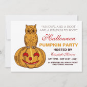 Invitation Hibou sur Citrouille Halloween Citrouille Party En (Devant)