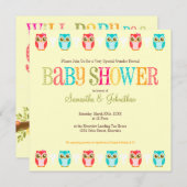 Invitation Hiboux de bébé - le genre indiquent l'invitation (Devant / Derrière)