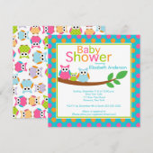 Invitation Hiboux de maman et de papa avec le baby shower de (Devant / Derrière)