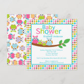 Invitation Hiboux de maman et de papa avec le baby shower de (Devant / Derrière)