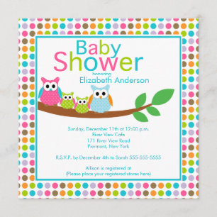 Invitation Hiboux de maman et de papa avec le baby shower de