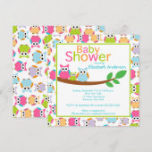 Invitation Hiboux de maman et de papa avec le baby shower de (Devant / Derrière)