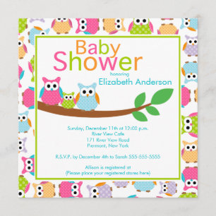 Invitation Hiboux de maman et de papa avec le baby shower de