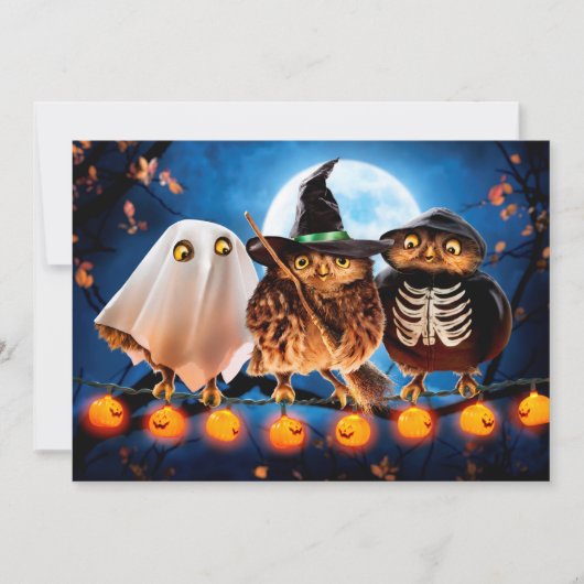 Invitation Hiboux d'Halloween (Devant)