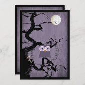 Invitation Hiboux et Déplaisant Arbre griffé pour Halloween (Devant / Derrière)