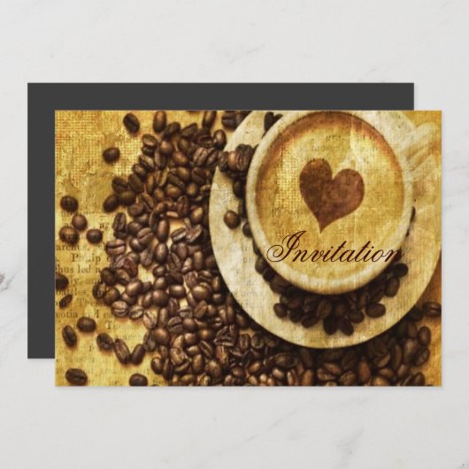 Invitation Hic Java cappuccino Coffee Beans Coffee Lover (Devant / Derrière)