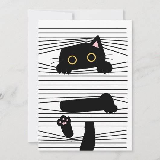 Invitation Hidden Black Cat Cute Funny Minimalist Animal Love (Devant)