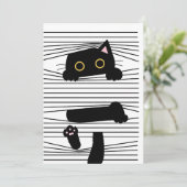 Invitation Hidden Black Cat Cute Funny Minimalist Animal Love (Debout devant)