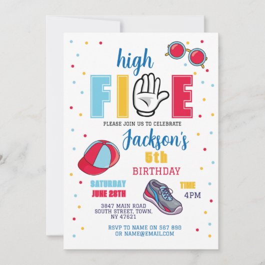 Invitation High Five Birthday Lunettes de soleil 5th Summer B (Devant)