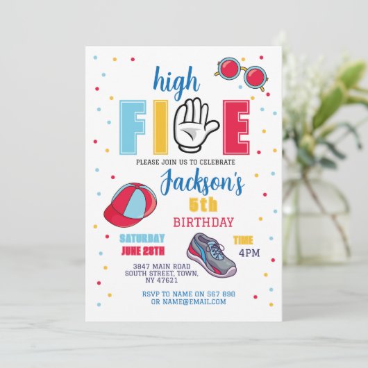 Invitation High Five Birthday Lunettes de soleil 5th Summer B (Debout devant)