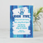 Invitation High Five, Blue Painted 5th Birthday (Debout devant)