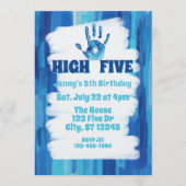 Invitation High Five, Blue Painted 5th Birthday (Devant)