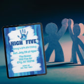Invitation High Five, Blue Painted 5th Birthday