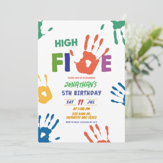 Invitation High Five Boy Birthday (Debout devant)