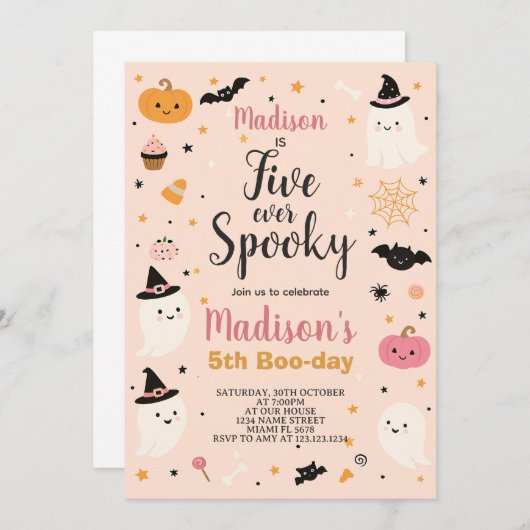 Invitation High Five Enfants Éffrayants Halloween Anniversair (Devant / Derrière)