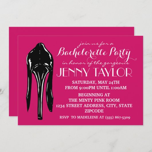 Invitation High Heel Stiletto Bachelorette (Devant / Derrière)