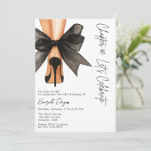 Invitation High Heels Black Bow Forty 40th Birthday Party (Debout devant)