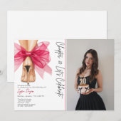 Invitation High Heels Pink Bow 20th Birthday Party Photo (Devant / Derrière)