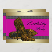 Invitation High Heures & Fuchsia Hot Pink Leopard Anniversair (Devant / Derrière)