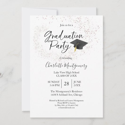 Invitation High School Grad Party Modern Splash Parties scint (Devant)