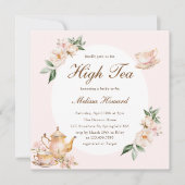 Invitation High Tea Pastel Pink Gold Bridal Shower (Devant)