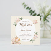 Invitation High Tea Pastel Yellow Gold Bridal Shower (Debout devant)