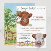 Invitation Highland Cow Aquarelle Herd Moos Anniversaire (Devant / Derrière)