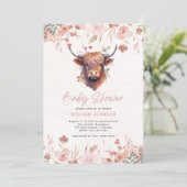 Invitation Highland Cow Baby shower (Debout devant)