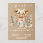 Invitation Highland Cow Baby shower Cactus (Devant)