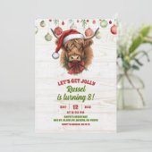 Invitation Highland cow christmas winter birthday invita (Debout devant)