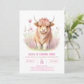 Invitation Highland Cow Farmyard Frolic Anniversaire (Debout devant)