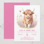 Invitation Highland Cow Farmyard Frolic Anniversaire (Devant / Derrière)