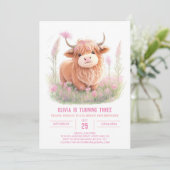 Invitation Highland Cow Farmyard Fun Girl Anniversaire (Debout devant)