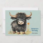Invitation Highland Cow Genre Neutre Anniversaire (Dos)