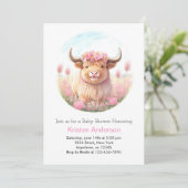 Invitation Highland Cow Girl Baby shower (Debout devant)