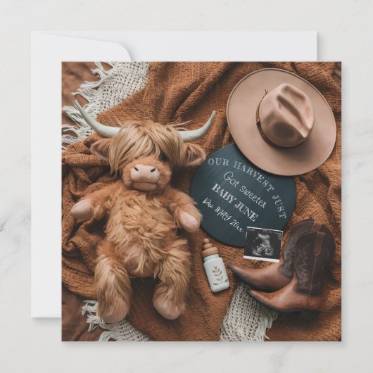 Invitation Highland Cow Grossesse agricole rustique faire-par (Devant)