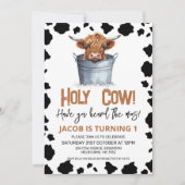 Invitation Highland Cow In Bucket Cow Imprimer 1er anniversai (Devant)