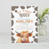 Invitation Highland Cow Mon premier rodéo 1er anniversaire (Debout devant)
