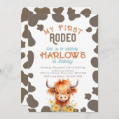 Invitation Highland Cow Mon premier rodéo 1er anniversaire (Devant / Derrière)