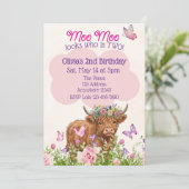 Invitation Highland Cow Moo Moo Two 2nd Birthday (Debout devant)