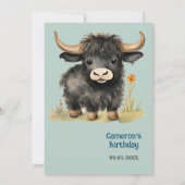 Invitation Highland Cow Neutral fête d'anniversaire (Dos)
